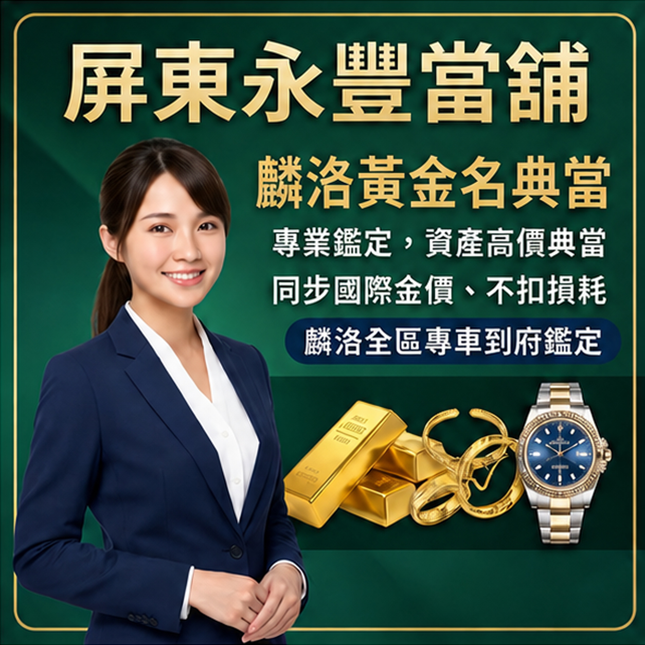 麟洛賣黃金, 麟洛名錶回收, 麟洛K金回收, 麟洛當舖推薦, 麟洛急用現金