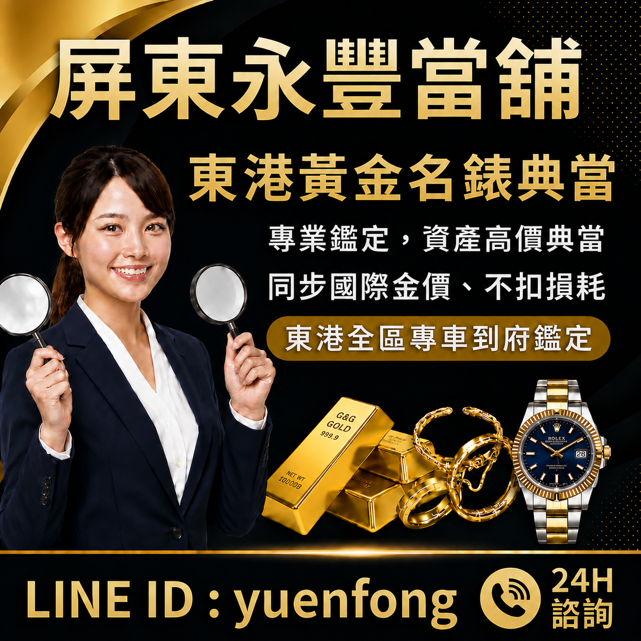 東港賣黃金, 東港名錶回收, 東港K金回收, 東港當舖推薦, 東港急用現金