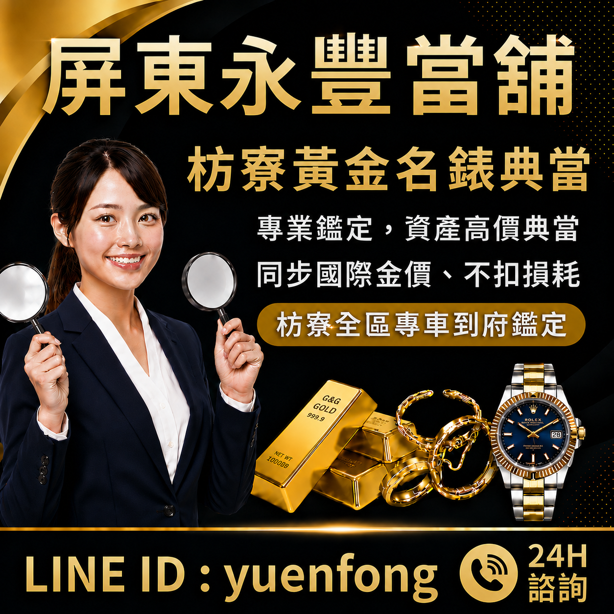 枋寮賣黃金, 枋寮名錶回收, 枋寮K金回收,枋寮當舖推薦, 枋寮急用現金