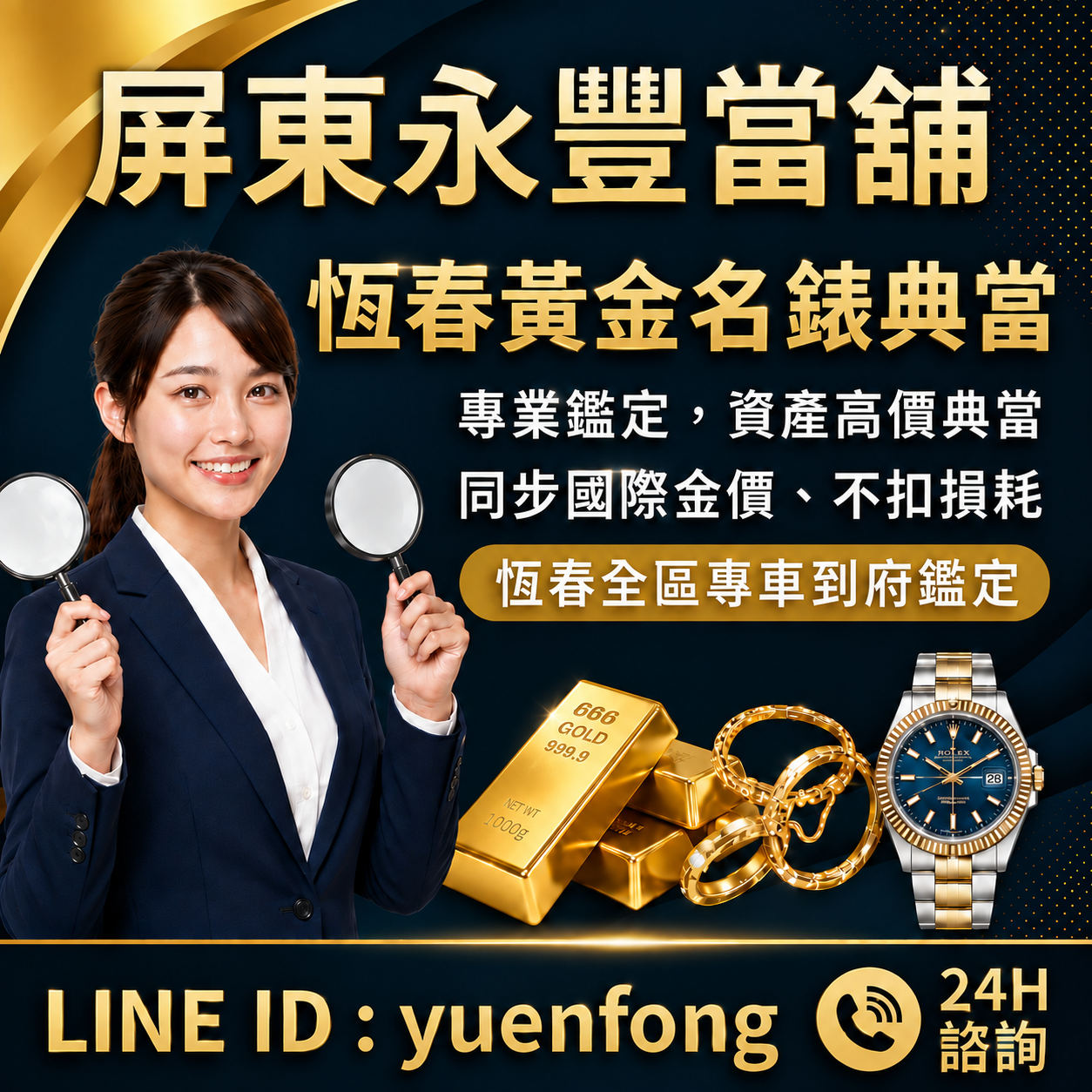 恆春賣黃金, 恆春名錶回收, 恆春K金回收,恆春當舖推薦, 恆春急用現金